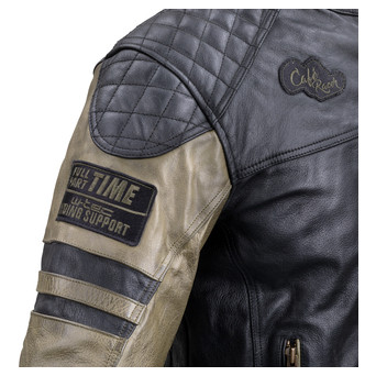 Чоловіча шкіряна мото куртка W-TEC Kostec - чорний/XL (22153-XL) фото №7