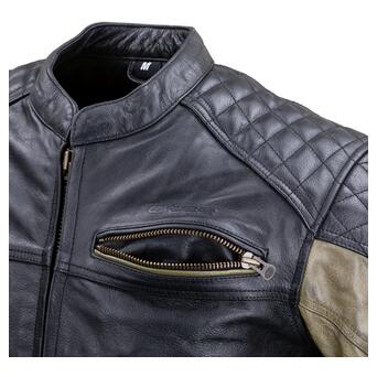 Чоловіча шкіряна мото куртка W-TEC Kostec - чорний/5XL (22153-5XL) фото №8
