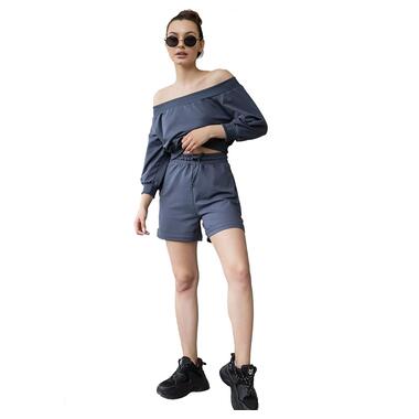 Жіночий костюм топ і шорти з манжетами TotalFit SET7 XL Темно-сірий (06399873) фото №1