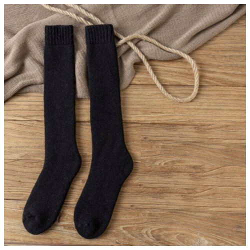 Високі шерстяні шкарпетки теплі YIBATE 37-43 чорний фото №5
