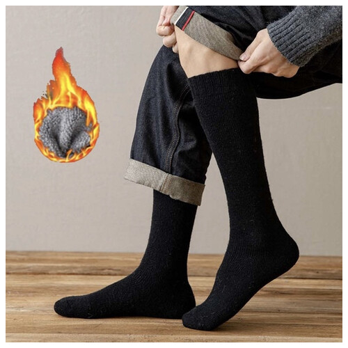 Високі шерстяні шкарпетки теплі YIBATE 37-43 чорний фото №1