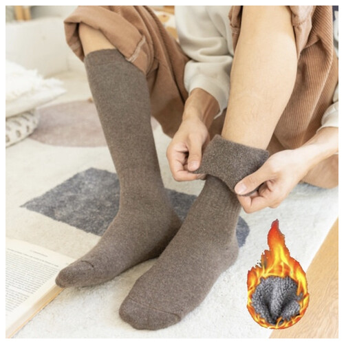 Жіночі високі вовняні шкарпетки теплі YIBATE 36-42 коричневий фото №1