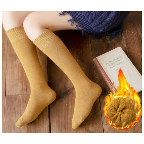 Жіночі високі вовняні шкарпетки теплі YIBATE 36-42 куркума фото №1