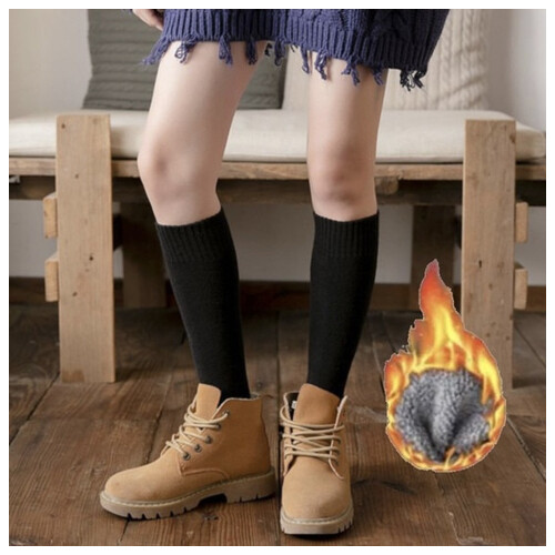 Жіночі високі шерстяні шкарпетки теплі YIBATE 36-42 чорний фото №1