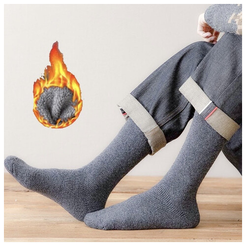 Шкарпетки жіночі високі вовняні теплі YIBATE 36-42 сірий фото №1