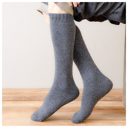 Шкарпетки жіночі високі вовняні теплі YIBATE 36-42 сірий фото №7
