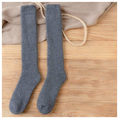 Шкарпетки жіночі високі вовняні теплі YIBATE 36-42 сірий фото №6