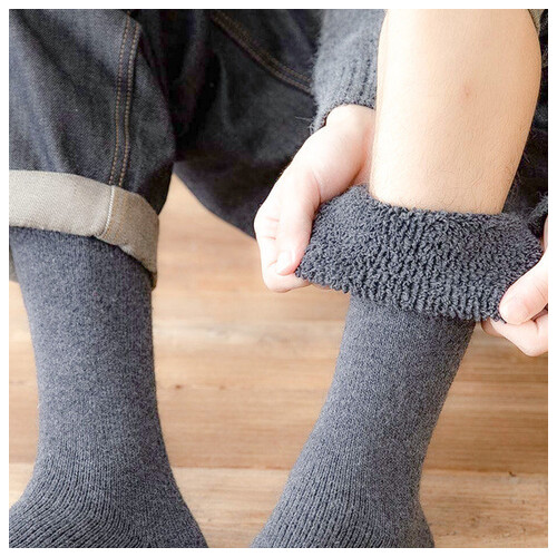 Шкарпетки жіночі високі вовняні теплі YIBATE 36-42 сірий фото №5