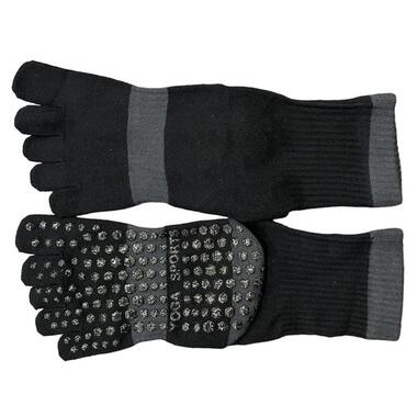 Шкарпетки для йоги з пальцями антиковзкі Qianbodu 37-40 сіро-чорний фото №4