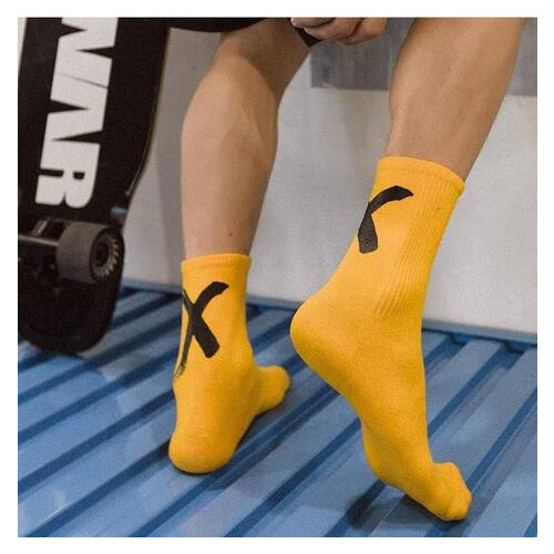 Шкарпетки в стилі хіп-хоп Х 41-45 Світло-жовтий із чорним (282-2019) фото №4