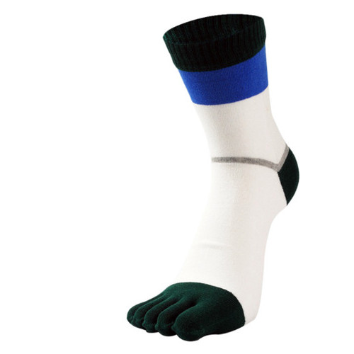 Шкарпетки LifeFLUX с пальцами Wuzhishu 40-43 Бело-зеленые с синей полоской фото №1