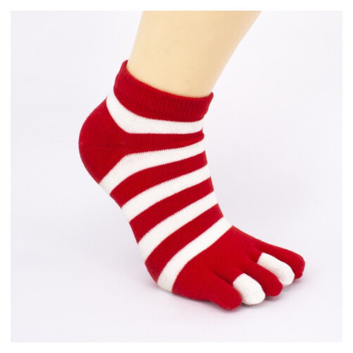 Шкарпетки с пальцами LifeFLUX Полосатый Хаус Jammza 35-40 красный фото №1