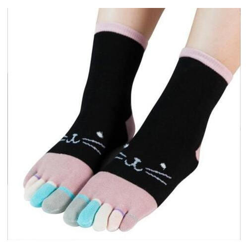 Шкарпетки LifeFLUX з пальцями Щаслива Кішка JOKEJOLLY 36-39 чорно-рожевий (1682-2019) фото №1