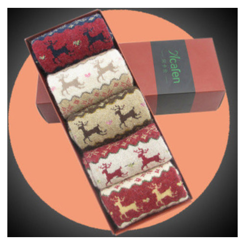 Набор женских носков с оленями в подарочной коробке (ОЖ-051) фото №1