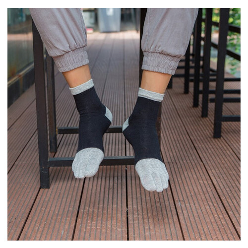 Шкарпетки з пальцями високі Veridical 41-44 Чорно-сірий фото №2