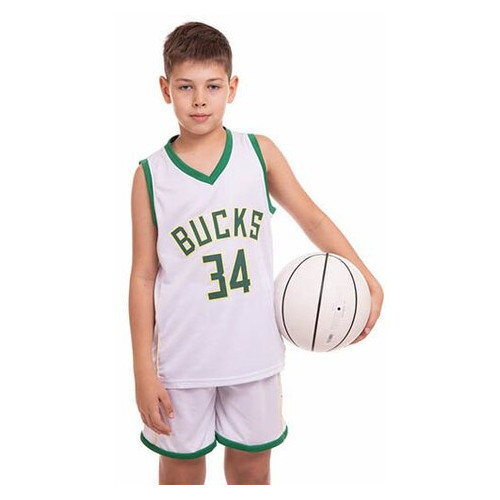 Форма баскетбольна дитяча FDSO NBA Bucks 34 3582 XL Біло-зелений (57508195) фото №2