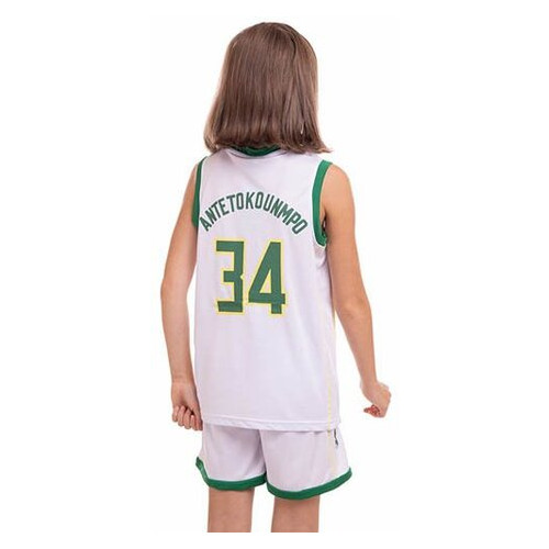 Форма баскетбольна дитяча FDSO NBA Bucks 34 3582 XL Біло-зелений (57508195) фото №12