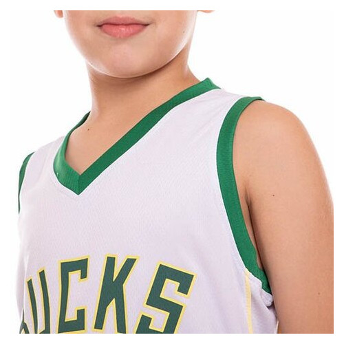 Форма баскетбольна дитяча FDSO NBA Bucks 34 3582 XL Біло-зелений (57508195) фото №4