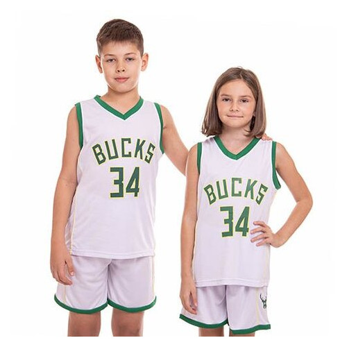 Форма баскетбольна дитяча FDSO NBA Bucks 34 3582 XL Біло-зелений (57508195) фото №1