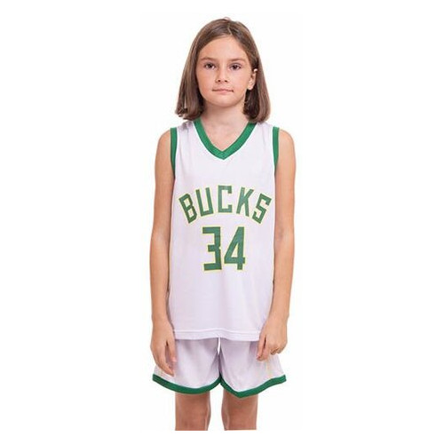 Форма баскетбольна дитяча FDSO NBA Bucks 34 3582 XL Біло-зелений (57508195) фото №11