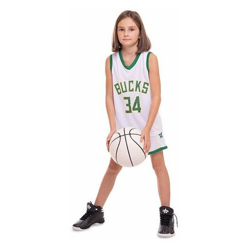 Форма баскетбольна дитяча FDSO NBA Bucks 34 3582 XL Біло-зелений (57508195) фото №9