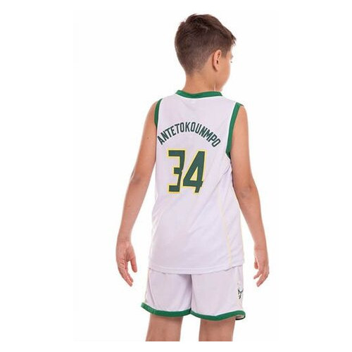 Форма баскетбольна дитяча FDSO NBA Bucks 34 3582 XL Біло-зелений (57508195) фото №5