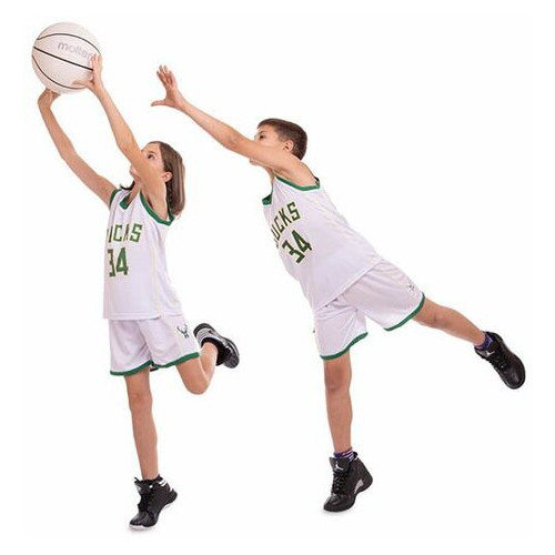 Форма баскетбольна дитяча FDSO NBA Bucks 34 3582 XL Біло-зелений (57508195) фото №8