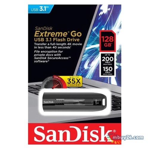 Накопитель SanDisk 128GB USB 3.1 Extreme Go R200/W150MB/s (SDCZ800-128G-G46) фото №2