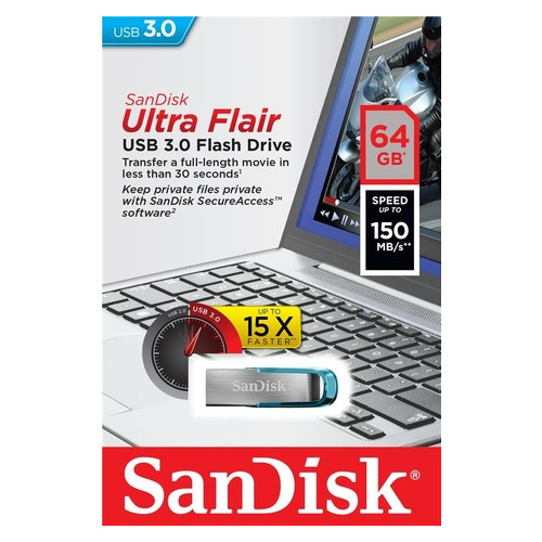 Накопичувач SanDisk 64GB USB 3.0 (SDCZ73-064G-G46B) фото №1
