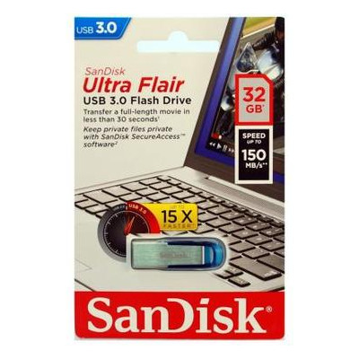 USB флеш накопичувач SANDISK 32GB Ultra Flair Blue USB 3.0 (SDCZ73-032G-G46B) фото №5