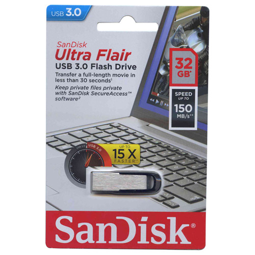 Флеш-накопичувач SanDisk USB3.0 Ultra Flair 32GB Silver-Black (SDCZ73-032G-G46) фото №2