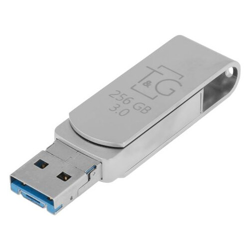 Флешка USB T&G OTG 3&1 Lightning & Android 256gb Metal 007 Стальной фото №1