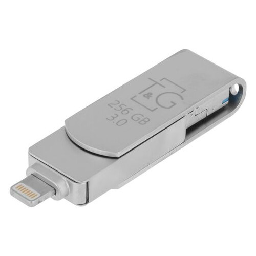 Флешка USB T&G OTG 3&1 Lightning & Android 256gb Metal 007 Стальной фото №3
