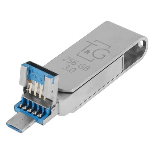 Флешка USB T&G OTG 3&1 Lightning & Android 256gb Metal 007 Стальной фото №2