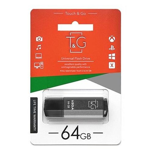 Накопичувач USB T&G Vega 121 64GB Grey TG121-64GBGY фото №1