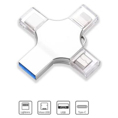 Флеш-память XO DK04 4в1 USB 2.0 32ГБ стальной MAW-44117_530 фото №1