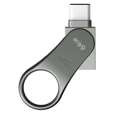 USB флеш накопичувач Silicon Power 128 GB DriveMobile C80 USB 3.1 + Type-C Silver (SP128GBUC3C80V1S) фото №2