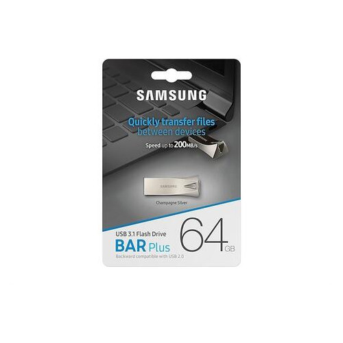 Флешка Samsung 64GB Bar Plus Champagne Silver (MUF-64BE3/APC) фото №6