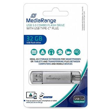 Флеш накоплювач USB3.0 32GB Type-C MediaRange Silver (MR936) фото №1
