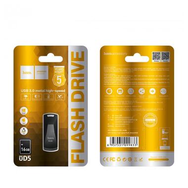 Флешка HOCO USB Flash Disk wisdom high-speed flash drive UD5 16GB чорна фото №3