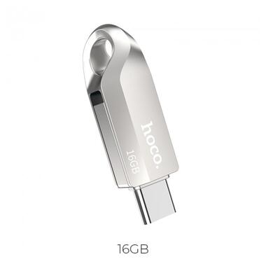 Флешка HOCO USB3. 0 Type-C OTG Flash Disk Smart drive UD8 16GB срібна фото №2