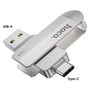 Флешка HOCO Wise USB3. 0 Type-C OTG USB flash drive UD10 16GB серебристая фото №1