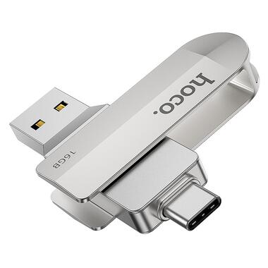 Флешка HOCO Wise USB3. 0 Type-C OTG USB flash drive UD10 16GB серебристая фото №6