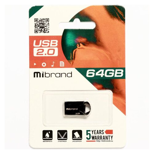 Флеш-накопичувач Mibrand USB2.0 Hawk 64GB Black (MI2.0/HA64M1B) фото №2