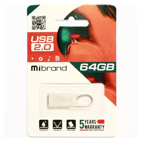 Флеш-накопичувач Mibrand USB2.0 Irbis 64GB Silver (MI2.0/IR64U3S) фото №2