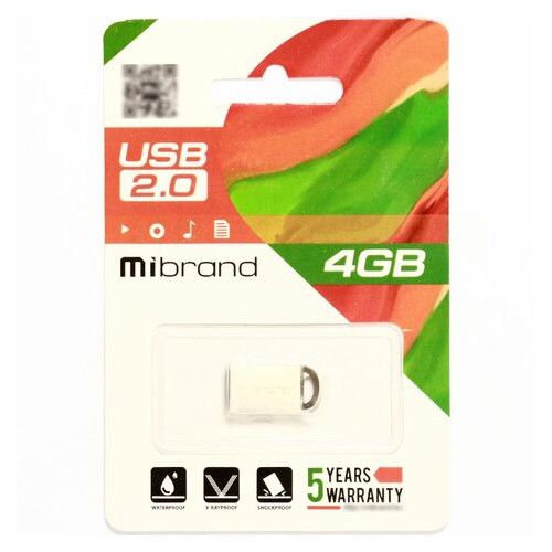 Флеш-накопичувач Mibrand USB2.0 lynx 4GB Silver (MI2.0/LY4M2S) фото №2