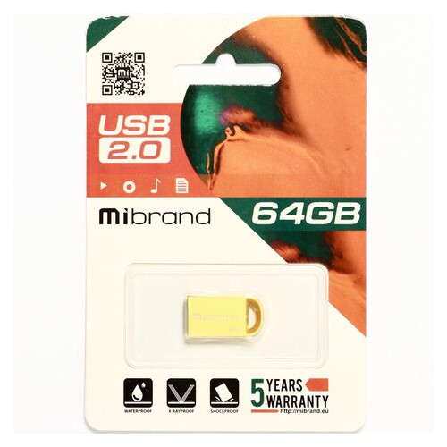 Флеш-накопичувач Mibrand USB2.0 lynx 64GB Gold (MI2.0/LY64M2G) фото №2
