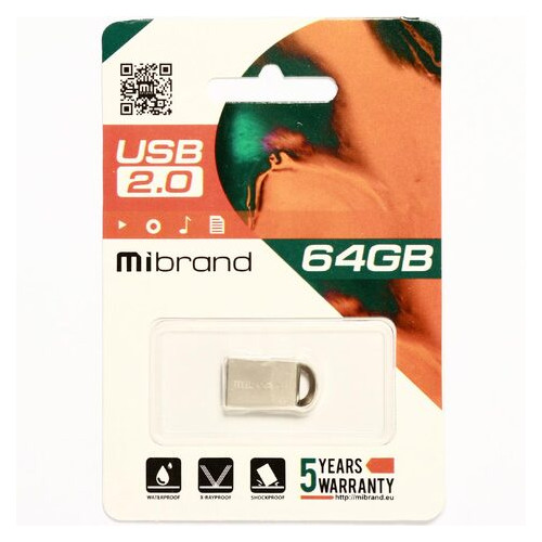 Флеш-накопичувач Mibrand USB2.0 lynx 64GB Silver (MI2.0/LY64M2S) фото №2