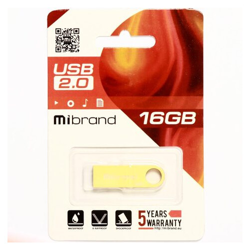 Флеш-накопичувач Mibrand USB2.0 Puma 16GB Gold (MI2.0/PU16U1G) фото №2