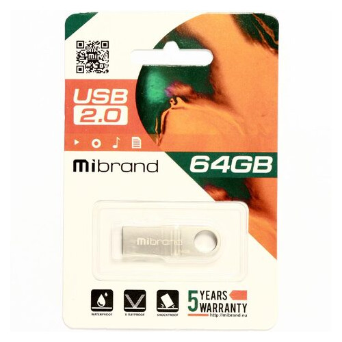 Флеш-накопичувач Mibrand USB2.0 Puma 64GB Silver (MI2.0/PU64U1S) фото №2